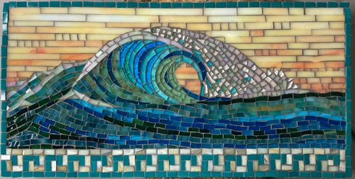 Breaking Wave #1; 10" x 20"; stained glass; $600